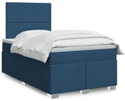 vidaXL Cama boxspring com colchão 120x190 cm tecido azul