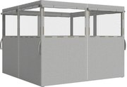Outsunny 4 Paredes Laterais para Tenda 3x3 m Laterais de Tenda com 8 Janelas Proteção UV 30+ Impermeável Cinza Claro | Aosom Portugal