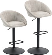 HOMCOM Conjunto de 2 bancos de bar, cadeiras de bar com altura regulável com encosto e apoios de braço, apoio para os pés, bege | Aosom Portugal