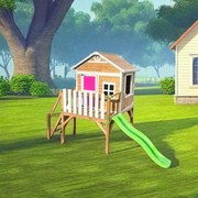 Casa de brincar para crianças Com escorrega 200 x 3,15 cm x 2,58 cm de madeira em painéis FLAM elevada 90 Rosa