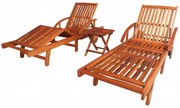 vidaXL Espreguiçadeiras com mesa 2 pcs madeira acácia maciça