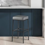 Banco de bar Montreal em couro sintético e com estrutura preta 37 x 78 x 37 cm Cinzento