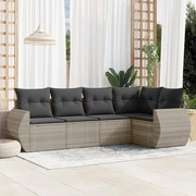 vidaXL 5 pcs conj. sofás jardim c/ almofadões vime PE cinzento-claro