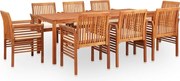 vidaXL 9 pcs conjunto de jantar exterior c/ almofadões acácia maciça