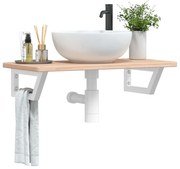 vidaXL Prateleira de parede p/ lavatório aço/madeira carvalho maciça