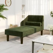 Chaise longue com rolo veludo verde-escuro