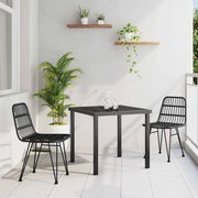 vidaXL Conjunto de Jantar de Jardim com 3 Peças em Rattan Sintético Preto