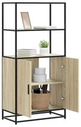 vidaXL Armário alto 68x35x139 cm madeira e metal carvalho sonoma