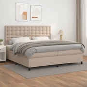 vidaXL Cama com molas/colchão 200x200 cm couro artificial cappuccino