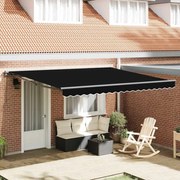 vidaXL Toldo Retrátil Manual Preto 400 × 300 cm Poliéster e Metal