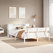 Cama com estante sem colchão 140x190 cm pinho maciço branco