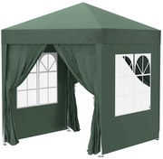 Outsunny Tenda Dobrável 2x2 m Tenda de Jardim com 4 Paredes Laterais Tecido Oxford 2 Portas 2 Janelas e Bolsa de Transporte para Exterior Terraço Campismo Festas Verde