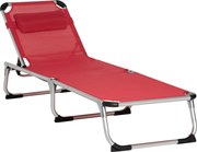 Outsunny Espreguiçadeira dobrável para jardim com almofada, encosto ajustável em 4 posições, cama de campismo até 120 kg, para parque ao ar livre, jardim, vermelho | Aosom Portugal