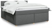 vidaXL Cama com molas/colchão 180x200 cm tecido cinzento-escuro