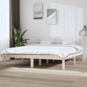 Estrutura de cama super king 180x200 cm madeira maciça branco