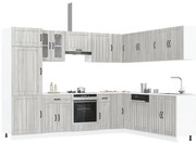vidaXL 14 peças armário de cozinha conjunto Lucca cinza sonoma