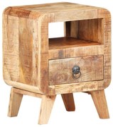 vidaXL Mesa de cabeceira 30x30x41 cm madeira de mangueira áspera