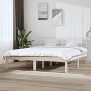 Estrutura de cama 160x200 cm madeira de pinho maciça branco