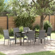 vidaXL Conjunto de Jantar para Jardim 7 pcs Cinzento Rattan de PE