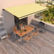 vidaXL Toldo retrátil manual 600x350 cm amarelo e branco
