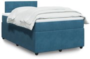 Cama boxspring com colchão 120x190 cm veludo azul