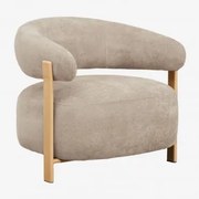 Poltrona Jolie Em Tecido Chenille Madeira Natural & Tecido Chenille Castanho Trigo - Sklum