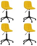 Cadeiras de jantar giratórias 4 pcs veludo amarelo