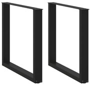 vidaXL Pés de mesa de jantar em forma de U, 2 peças, preto, 90x (72-73) cm, aço