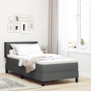Cama Box vidaXL com Colchão Cinza Escuro 90x200 cm Tecido, Cabeceira c