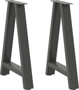 vidaXL Pés para mesa de jantar em formato A, 2 peças, antracite, 60x(72-73) cm, aço
