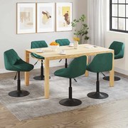 vidaXL Cadeiras de jantar giratórias 6 pcs veludo verde-escuro