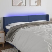 vidaXL Cabeceira de cama c/ luzes LED tecido 163x16x78/88 cm azul