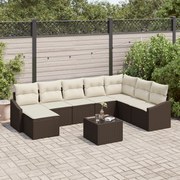 Conjunto de Jantar de Jardim de 8 Peças com Almofadas Cinza Rattan Pol
