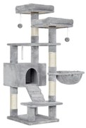 Árvore para gatos FEANDREA, Torre para gatos 142 cm, Centro de atividades para gatos, Cinza claro PCT160W01