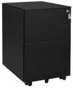 Armário de arquivo móvel SONGMICS com 3 gavetas, pedestal de aço com trava, com trilhos suspensos para pendurar arquivos, totalmente montado, exceto rodízios, preto OFC60BK
