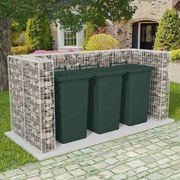 vidaXL Cerca gabião para 3 caixotes do lixo aço 250x100x120 cm