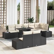 vidaXL Conjunto de Sofá para Jardim com 9 Peças e Almofadas em Preto