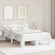vidaXL Estrado de Cama com Cabeceira Branco 140x200 cm Madeira Sólida Pinho