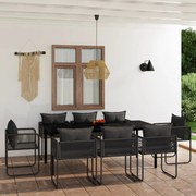 9 pcs conjunto de jantar para jardim preto