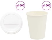 vidaXL Copos de café de papel com tampas 1000 pcs 8oz 200ml
