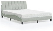 Cama com colchão 140x200 cm veludo cinzento-claro