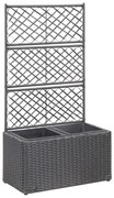 vidaXL Floreira com treliça e 2 vasos 58x30x107 cm vime PE preto