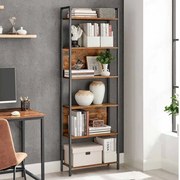 Estante com compartimentos abertos 60 x 24 x 186 cm Castanho Vintage-preto