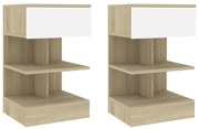 vidaXL Mesas de cabeceira 2 pcs 40x35x65 cm branco/carvalho sonoma