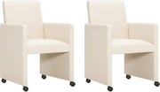 Cadeiras de jantar 2 pcs tecido cor creme