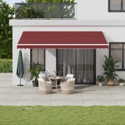 vidaXL Toldo retrátil automático com luz LED 500x350 cm bordô