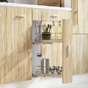 vidaXL Unidade 2 cestos de arame extraíveis 47x12x56 cm prateado
