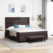 Cama Box com Colchão e Banco Marrom Escuro 180x200 cm Tecido