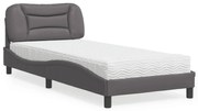 vidaXL Cama com colchão 80x200 cm couro artificial cinzento
