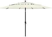 vidaXL Guarda-sol de jardim 3 camadas c/ poste de alumínio 3,5 m areia